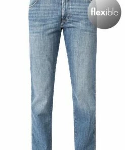 Wrangler Jeans Texas Stretch Worn Broke W12137X Slim Fit, Baumwoll-Stretch, Jeansblau