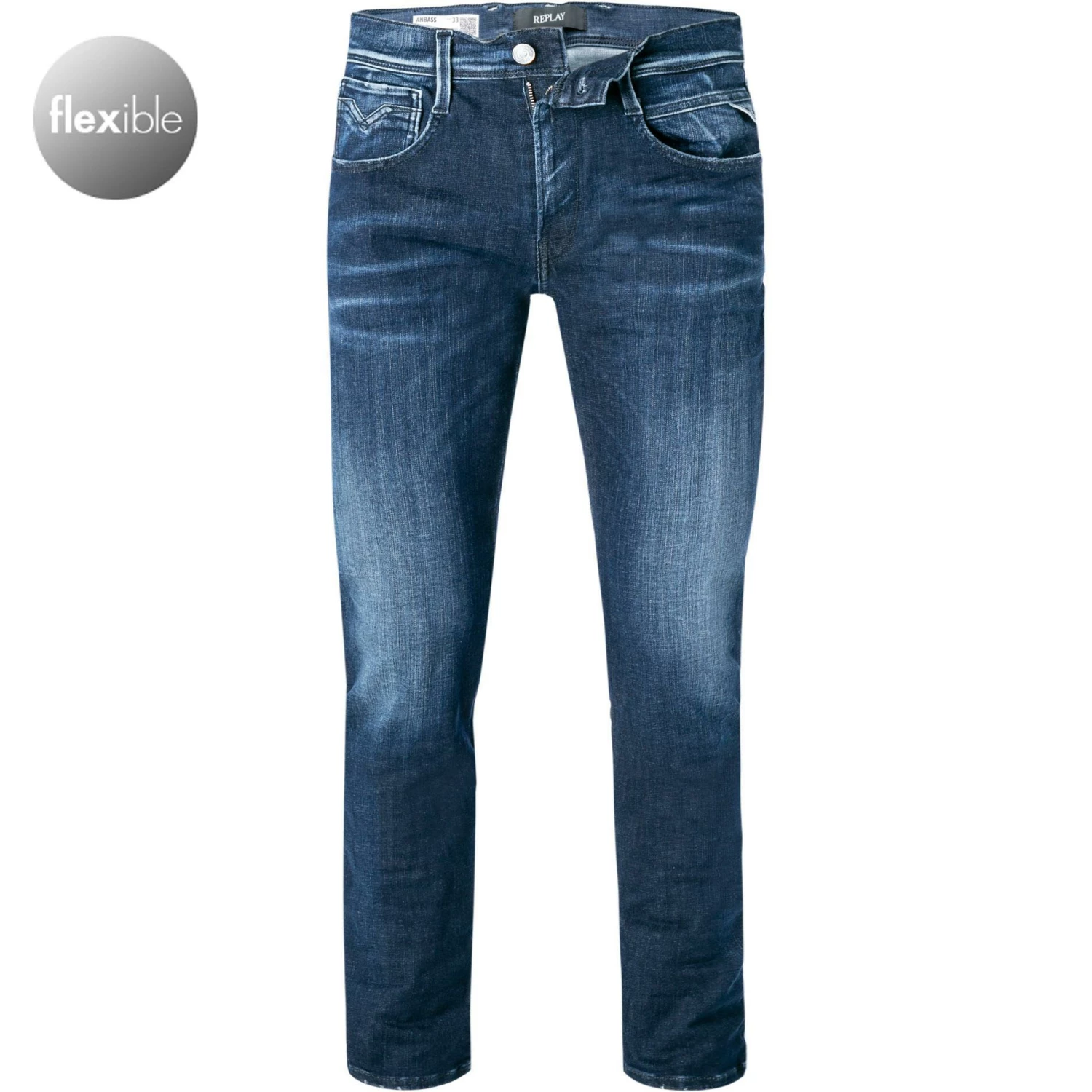 Replay Jeans Anbass M914Y.000.661 WI2/007 Slim Fit, Baumwoll-Stretch, Dunkelblau 1 Replay Jeans Anbass M914Y.000.661 WI2/007 Slim Fit, Baumwoll-Stretch, Dunkelblau