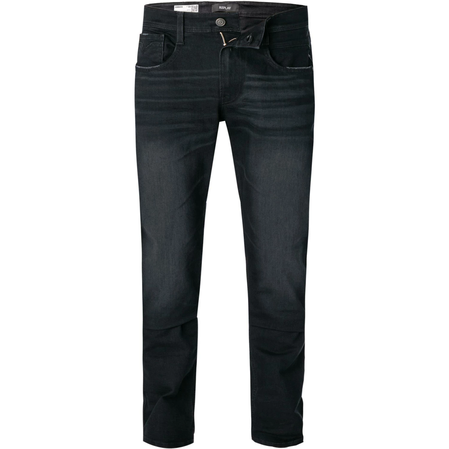 Replay Jeans Anbass M914Y.000.573B956/098 Slim Fit, Bio Baumwoll-Stretch, Schwarz 1 Replay Jeans Anbass M914Y.000.573B956/098 Slim Fit, Bio Baumwoll-Stretch, Schwarz