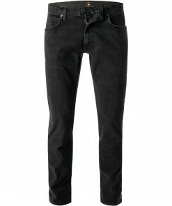 Lee Luke worn dry lake L719HFLN Jeans, Slim Tapered, Baumwoll-Stretch, Schwarz